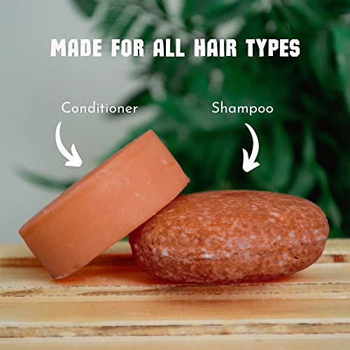Argan Oil Shampoo And Conditioner Bar Set - 100% Vegan And Plastic Free Shampoo And Conditioner with Essential Oil - Handmade In The USA.