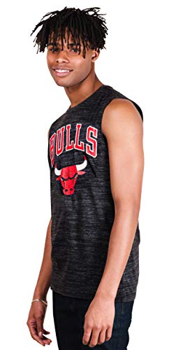 Ultra Game NBA Chicago Bulls Mens Jersey Sleeveless Muscle T-Shirt, Black Space Dye, X-Large