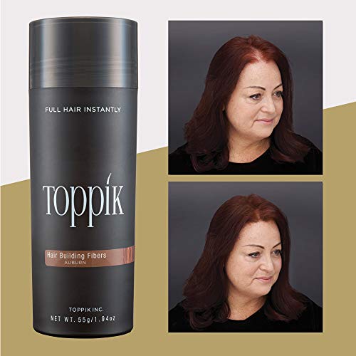 Toppik Hair Building Fibers - Fill In Fine or Thinning Hair - Instantly Thicker, Fuller Looking Hair - 9 Shades for Men and Women - 55g, Auburn, 1.94 Ounce (Pack of 1)