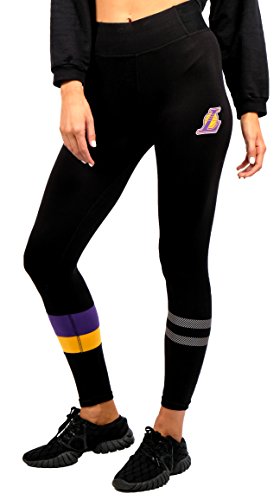Ultra Game NBA Los Angeles Lakers Womens Leggings Perimeter Fitness Sport Yoga Pants, Black, Medium