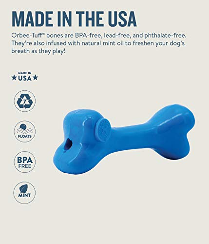 Planet Dog Orbee-Tuff Bone Blue Dog Chew Toy, Small