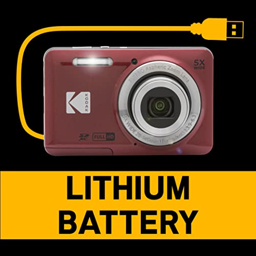 KODAK PIXPRO Friendly Zoom FZ55-RD 16MP Digital Camera with 5X Optical Zoom 28mm Wide Angle and 2.7' LCD Screen (Red)