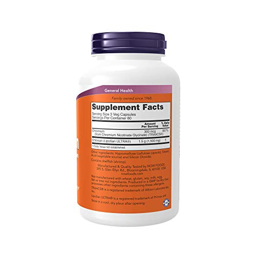 NOW Supplements, Chitosan 500 mg plus Chromium, Weight Management*, 240 Veg Capsules