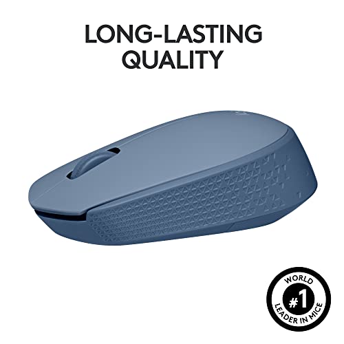 Logitech M170 Wireless Mouse for PC, Mac, Laptop, 2.4 GHz with USB Mini Receiver, Optical Tracking, 12-Months Battery Life, Ambidextrous - Blue Grey