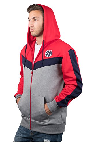 Ultra Game NBA Washington Wizards Mens Soft Fleece Full Zip Jacket Hoodie, Team Color, XX-Large