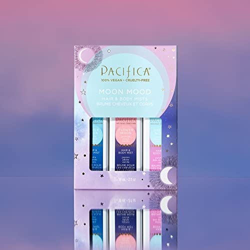 Pacifica Beauty | Moon Mood Hair Perfume and Body Spray Trial Set | Featuring Dream Moon Mini | 3 Scents | Fragrance Sampler Gift Set | Natural + Essential Oils | Clean | Vegan + Cruelty Free