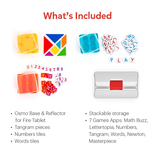 Osmo-Genius Starter Kit for Fire Tablet + Family Game Night-7 Educational Learning Games for Spelling,Math and more-Ages 6-10-STEM Toy Gifts- 6 7 8 9 10(Osmo Fire Tablet Base Included-Amazon Exclusive)