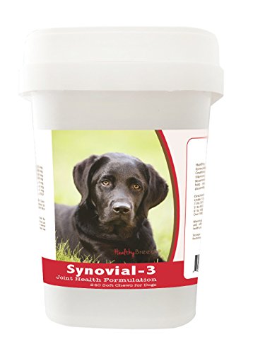 Healthy Breeds Synovial 3 Dog Hip and Joint Support Soft Chews For Labrador Retriever, Black - Over 200 Breeds - Glucosamine Msm Omega and Vitamins Supplement - Cartilage Care - 240 Ct