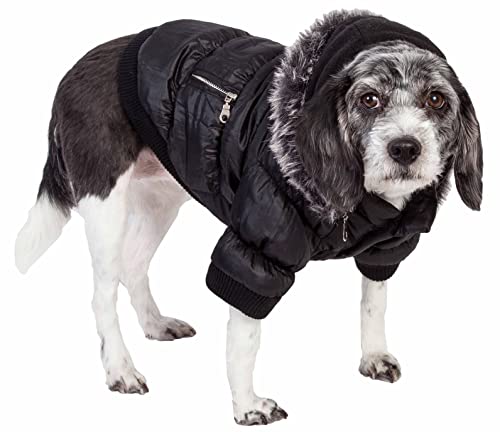 Pet Life Classic Metallic Winter Dog Coat with Zippered Removable Fur Hood - Dog Jacket Features 3M Thinsulate Insulation Warming Technology - Dog Clothes Sizing fits Small, Medium and Large Dogs