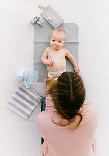 Ubbi On-The-Go Baby Wipes Dispenser, Portable Wipes Container for Travel, Diaper Bag Accessory Must Have for Newborns, Reusable Wipes Holder, Gray