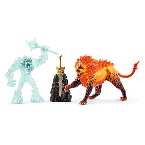 Schleich Eldrador Creatures, Mythical Creatures Toys for Kids, Battle for The Super Weapon Set with Ice Monster and Lava Monster Action Figures, 5 Pieces, Ages 7+