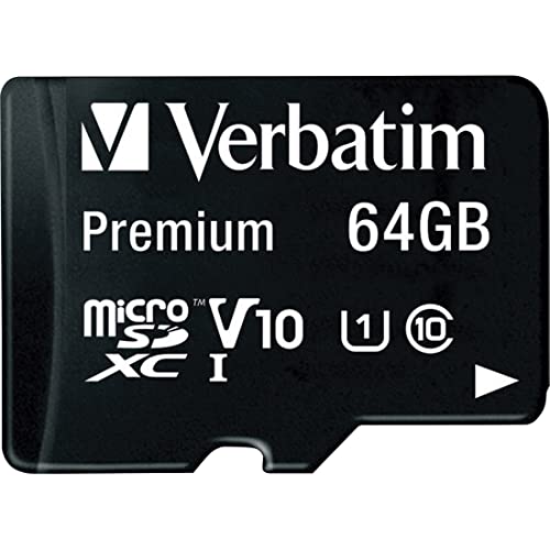 Verbatim 64GB Premium MicroSDXC Memory Card with Adapter, UHS-I V10 U1 Class 10 (44084)