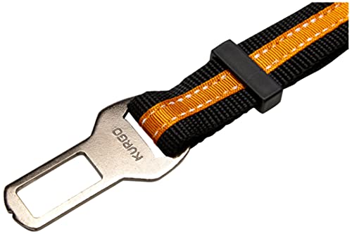 Kurgo Direct To seat belt Tether for Dogs, Universal Car seat belt for Pets, Adjustable Length Dog Safety Belt, quick and Easy Installation, Carabiner clip, Compatible with Any Pet Harness (Orange)
