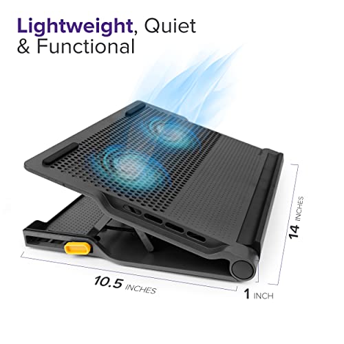 Targus 17' inch Dual Fan Lap Chill Mat Plus - Ergonomic, Neoprene Laptop Cooling Pad, Heat Protection Laptop Cooler, Dual-fan Heat Dispersion, 4 Port USB Hub Laptop Fan, (AWE81US) Black