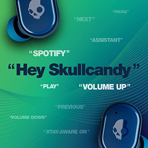 Skullcandy Grind True Wireless In-Ear Bluetooth Earbuds Compatible with iPhone and Android / Charging Case and Microphone / Great for Gym, Sports, and Gaming, IP55 Water Dust Resistant - Blue/Green