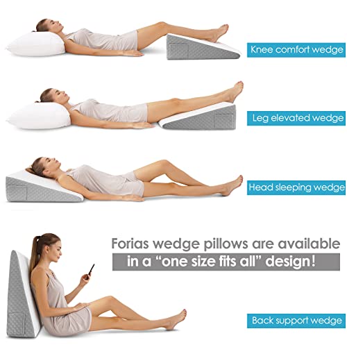 Forias 7.5' Bed Wedge Pillow for After Surgery Triangle Pillow Wedge for Acid Reflux Gerd Snoring Back Pain, Air Layer Sleeping Wedge Cover | Memory Foam Top