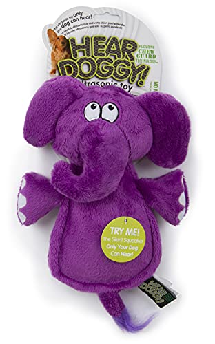 Hear Doggy Flatties with Chew Guard Technology Dog Toy, Elephant, Purple, Large (58547)