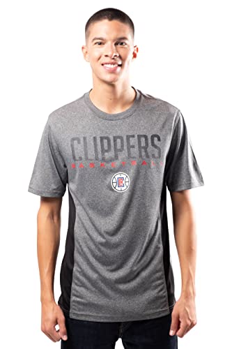 Ultra Game NBA Los Angeles Clippers Mens Active Tee Shirt, Charcoal Heather, XX-Large