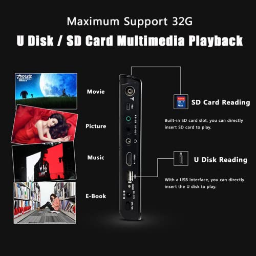 Eboxer 10 inch Portable TV ATSC Digital Television 16:9 TFT LED 1080P HDMI Video Player with USB/TF Card Slot Built in Rechargeable Battery for Home Car Outdoor Travel (01)