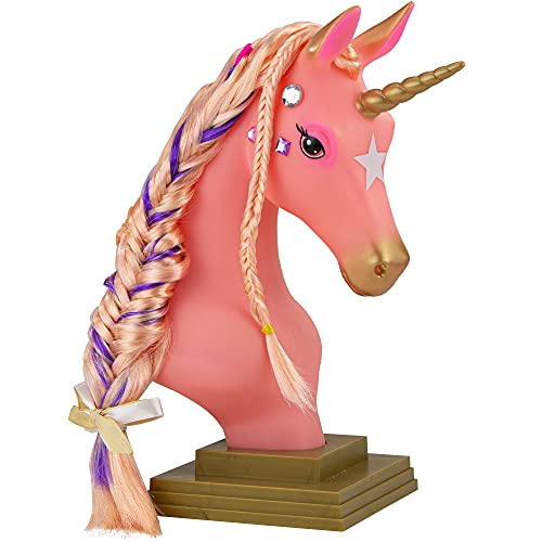 Breyer Horses Beauty Styling Head | Stardust | Pink Extra-Long Silky No Tangle Mane | 10' x 4.25' x 4.25' | Styling Book, Brush, Hair Coils, Clips, Elastics | Unicorn Toy | Model #7405
