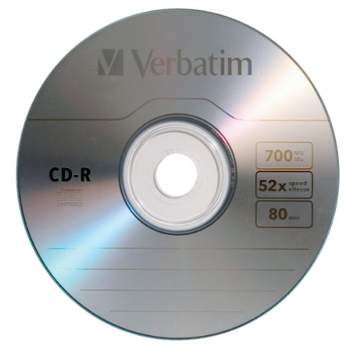 Verbatim CD-R Blank Discs 700MB 80 Minutes 52x Recordable Disc for Data and Music - 50 Pack Spindle