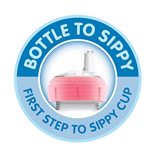 Dr. Brown’s Natural Flow® Anti-Colic Options+™ Wide-Neck Sippy Bottle Starter Kit, 9oz/270mL, with Level 3 Medium-Fast Flow Nipple and 100% Silicone Soft Sippy Spout, Blue, 6m+