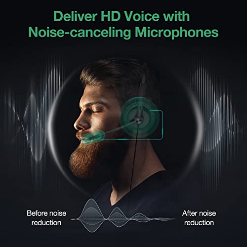 Yealink Headset with Microphone RJ9 for Voip Phone Wired Headset Teams Certified YHS34 YHS33 Noise Cancelling with Mic (YHS34-Lite-MONO, Black)