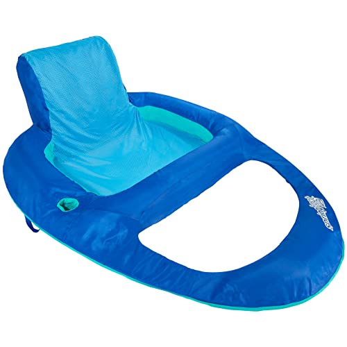 SwimWays Spring Float XL Recliner Pool Lounge Chair with Hyper-Flate Valve, 25% Larger than Spring Float Recliner, Blue