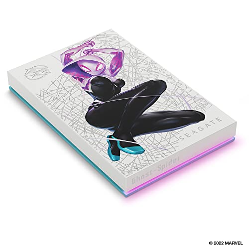 Seagate Ghost-Spider Special Edition FireCuda External Hard Drive 2TB - USB 3.2 Gen 1, customizable LED RGB lighting Pink, with Rescue Services (STKL2000418)