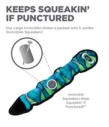 Outward Hound Invincibles Blue Snake Plush Dog Toy, Large