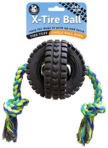 Pet Qwerks X-Tire Ball Dog Toys - Rope Interactive Chew Toy - Medium