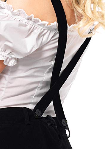 Leg Avenue Womens - 2 Piece Edelweiss Lederhosen Velveteen Lederhosen and Peasant Top Set Sexy Oktoberfest Hallowe Adult Sized Costumes, White/Black, Small US