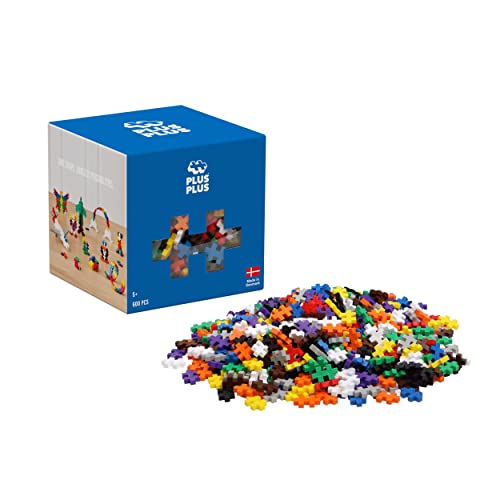 PLUS PLUS - Open Play Set - 600 Piece - Basic Color Mix, Construction Building Stem Toy, Interlocking Mini Puzzle Blocks for Kids