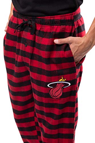 Ultra Game NBA Miami Heat Mens Sleepwear Super Soft Flannel Pajama Loungewear Pants, Team Color, X-Large