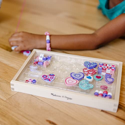 Melissa and Doug Created by Me! Heart Beads Wooden Bead Kit, 120+ Beads and 5 Cords for Jewelry-Making
