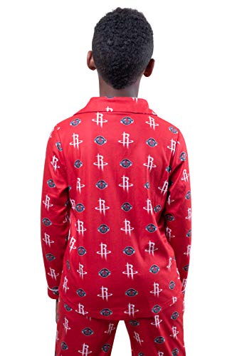 Ultra Game NBA Houston Rockets Youth 2 Piece Soft Tee Shirt and Lounge Pants Sleepwear Loungewear Pajama Set, Team Color, 10/12