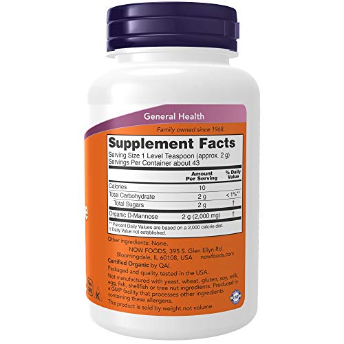 NOW Supplements, D-Mannose Powder, Non-GMO Project Verified, Healthy Urinary Tract*, 3-Ounce