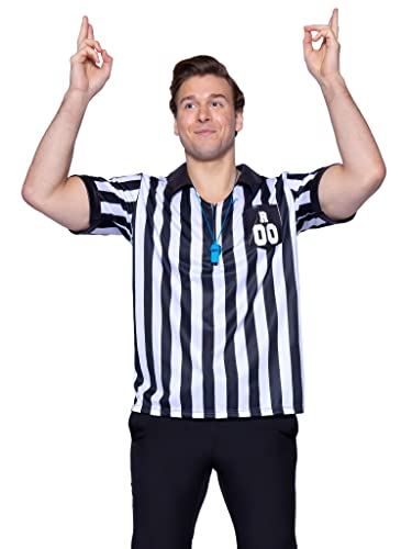 X-Large Leg Avenue 2pc. Men's Referee Shirts w/Whistle, Black/White