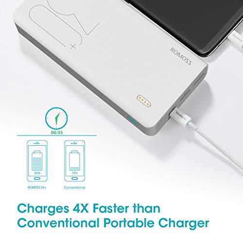 ROMOSS 30000mAh Power Bank Sense 8+, 18W PD USB C Portable Charger with 3 Outputs and 3 Inputs External Battery Pack Cell Phone Charger Battery Compatible with iPhone 13 12, Samsung Galaxy iPad and More
