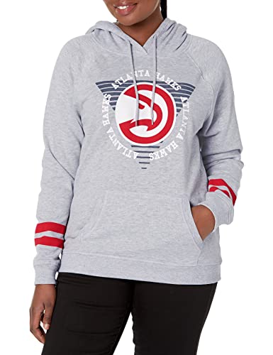 Ultra Game NBA Atlanta Hawks Womens Soft Fleece Pullover Hoodie Sweatshirt With Varsity Stripe, Heather Gray, Small
