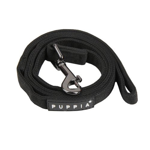 Puppia Two Tone Dog Lead Strong Durable Comfortable Grip Walking Training Leash for Small and Medium Dog, Black, Medium