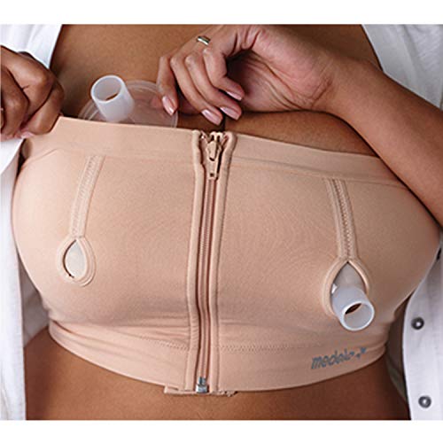 Medela Easy Expression Hands Free Pumping Bra, Nude, Large, Comfortable and Adaptable with No-Slip Support for Multitasking
