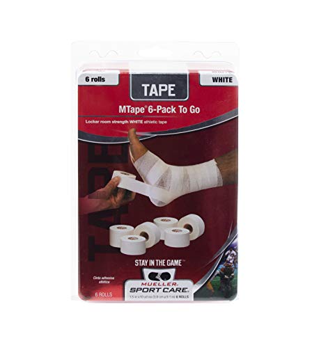 MUELLER Athletic Tape, 1.5' x 10yd Roll, White, 6 Pack