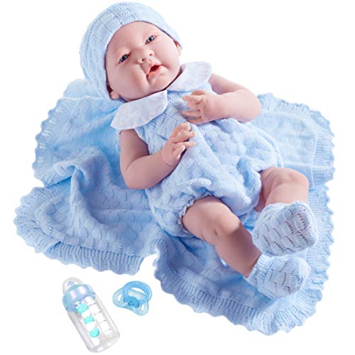 Anatomically Correct Real Boy Baby Doll | 15' All-Vinyl Baby Doll | JC Toys - La Newborn | Made in Spain | Comes With Blue Knit Outfit and Accessories | Designed by Berenguer | Ages 2+