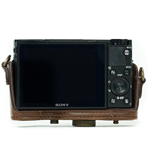 MegaGear MG284 Sony Cyber-shot DSC-RX100 VI, DSC-RX100 V, DSC-RX100 IV, DSC-RX100 III Ever Ready Leather Camera Case with Strap - Dark Brown