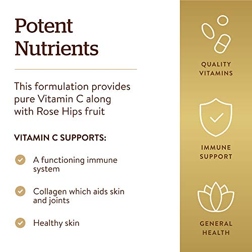 Solgar Vitamin C 500 mg with Rose Hips, 250 Tablets - Antioxidant and Immune Support - Overall Health - Supports Healthy Skin and Joints - Non GMO, Vegan, Gluten Free, Dairy Free, Kosher - 250 Servings