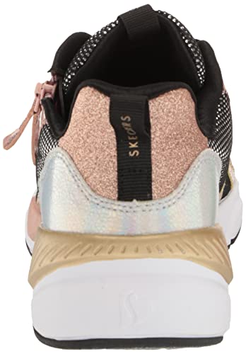 Skechers Kids Street Shine Status 2.0 - Sleek Shin Sneaker, Black/Rose Gold, 5 Big Kid