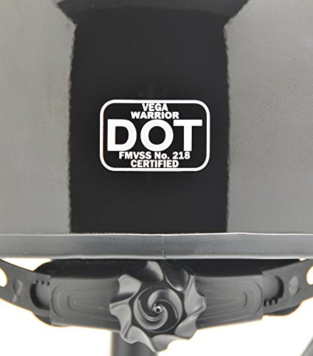 Vega Helmets Warrior Motorcycle Half Helmet with Sunshield for Men and Women, Adjustable Size Dial DOT Half Face Skull Cap for Bike Cruiser Chopper Moped Scooter ATV (Large, Gloss Black)