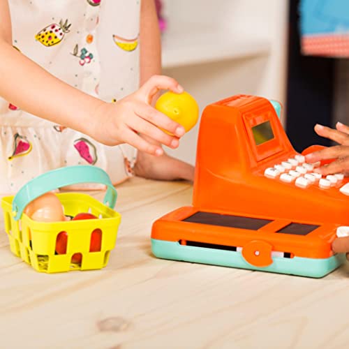 Battat Cash Register Toy Playset – Pretend Play Kids Calculator Cash Register with Accessories for 3+ (26-Pieces), Orange