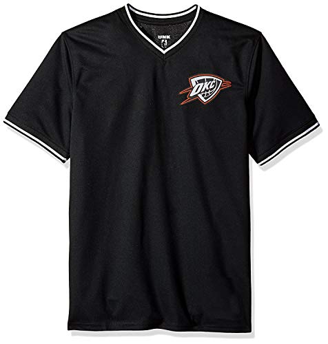 Ultra Game NBA Oklahoma City Thunder Mens Jersey V-Neck Mesh Short Sleeve Tee Shirt, Black, Medium